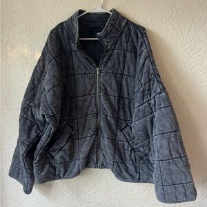 Free people dupe quilted jacket forever 21 dark blue size xl